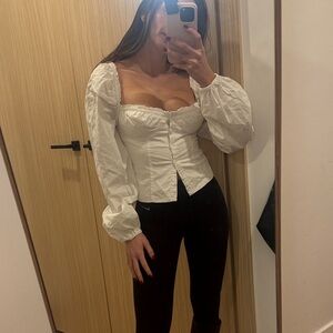 WeWoreWhat White Puff Sleeve Blouse